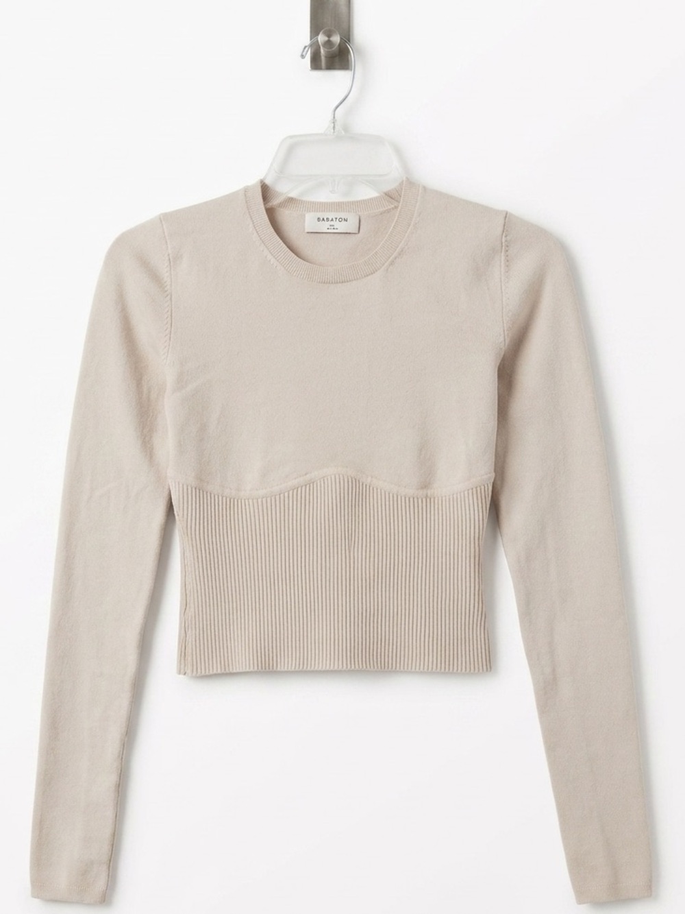 ARITZIA Babaton Size XS Sculpt Knit  Long Sleeve - Matte Pearl